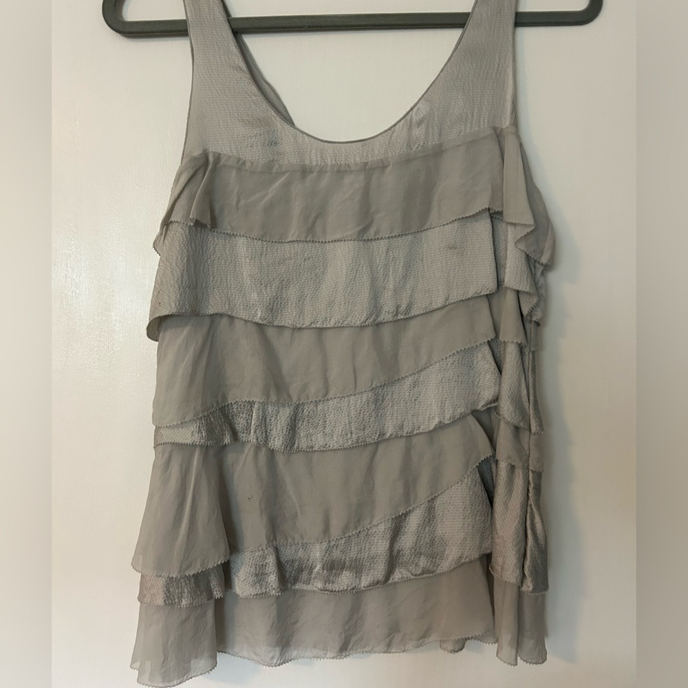 two-tone, silver satin blouse